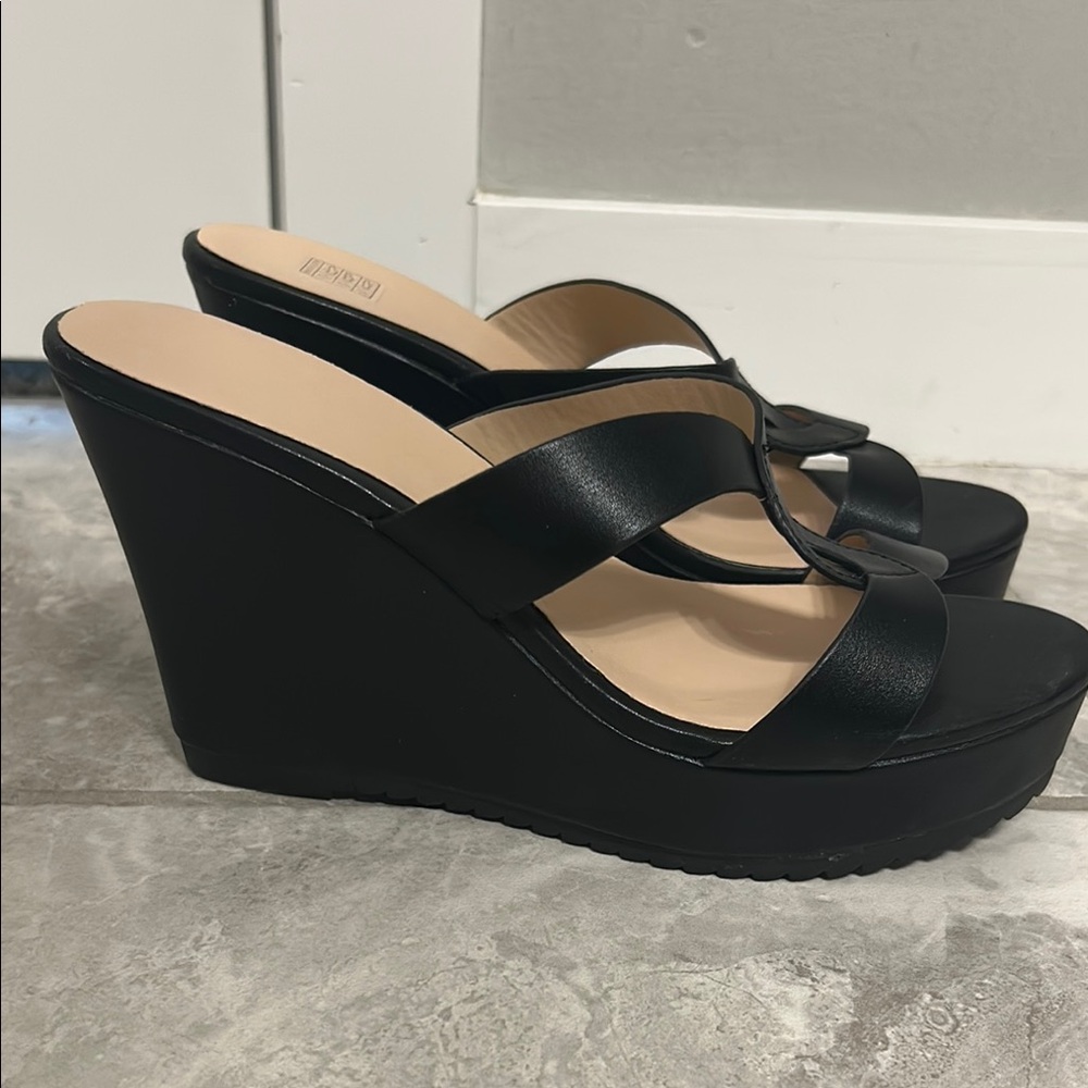 Black Wedge Sandals
